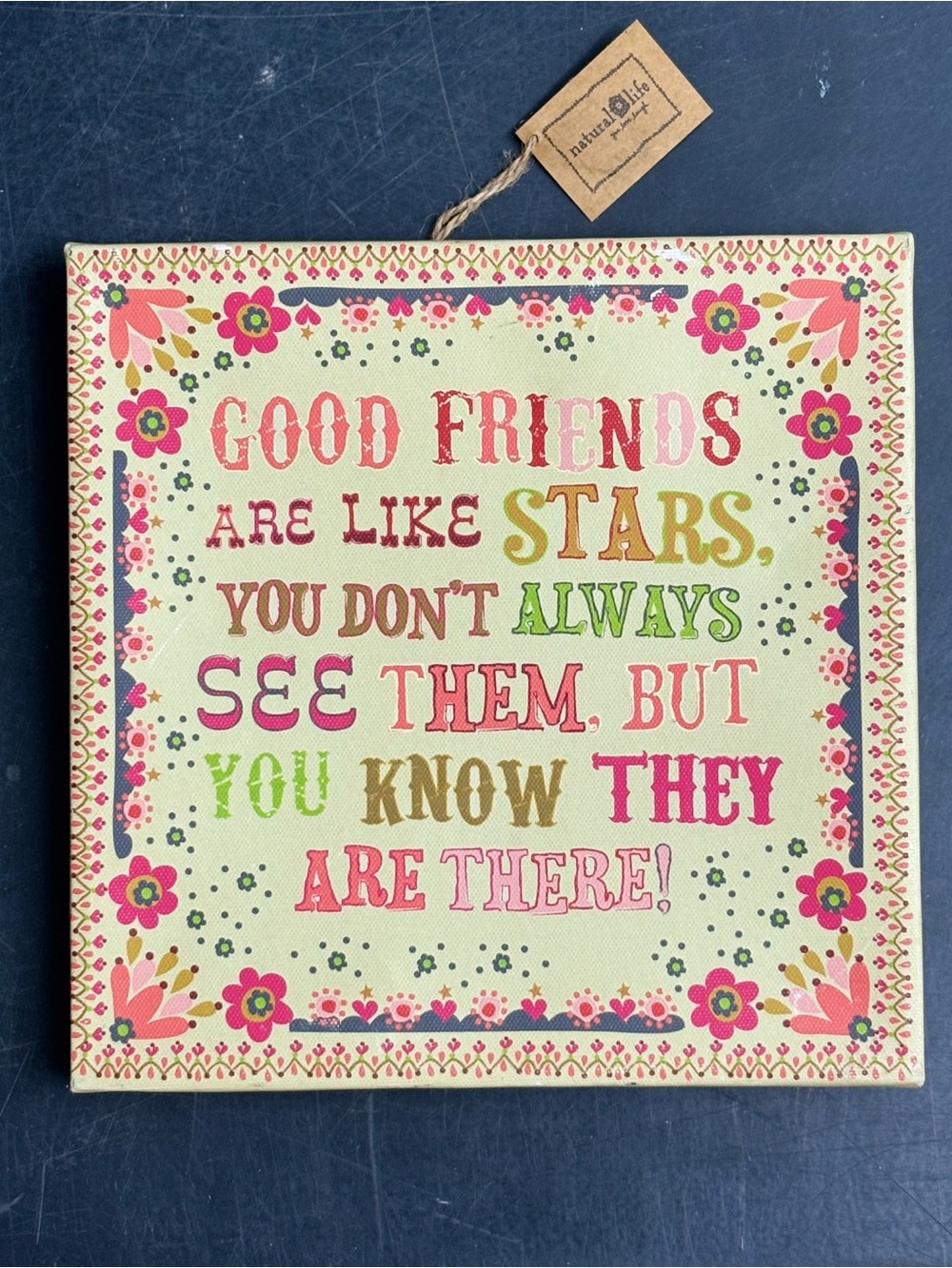Vintage Natural Life Canvas Sign Good Friends Are Like Stars✨🩷✨Boho⁠